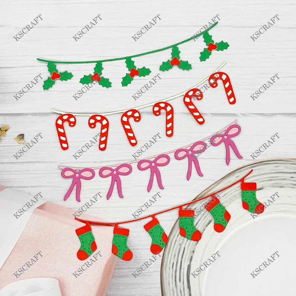 KSCRAFT 2024 Christmas Garlands Cutting Dies Stencils for DIY Scrapbooking Decorative Embossing DIY Paper Cards