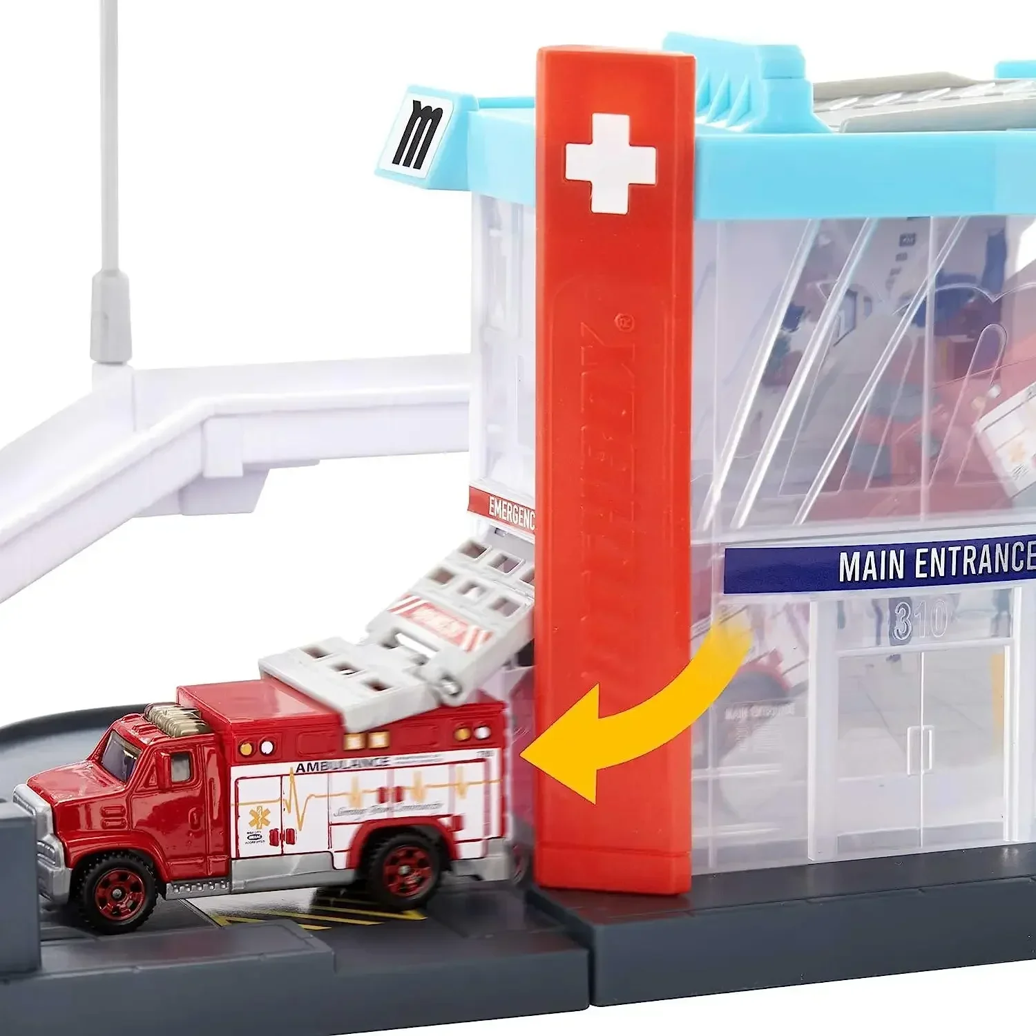 Mattel Matchbox 1:64 Car Playset, Drivers de acción, helicóptero de rescate con escala, ambulancia, juguetes para niños, regalo de colección