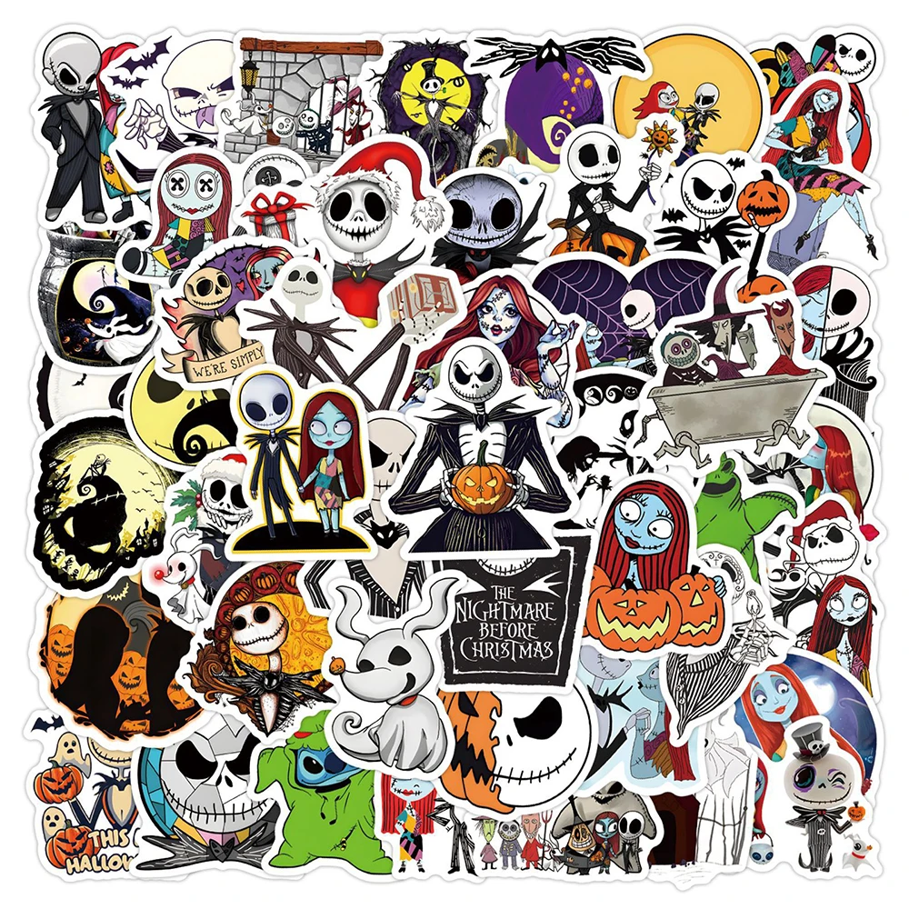 60PCS Disney Nightmare Before Christmas Halloween Stickers DIY Diary Laptop Luggage Skateboard Graffiti Decals Toys Gifts