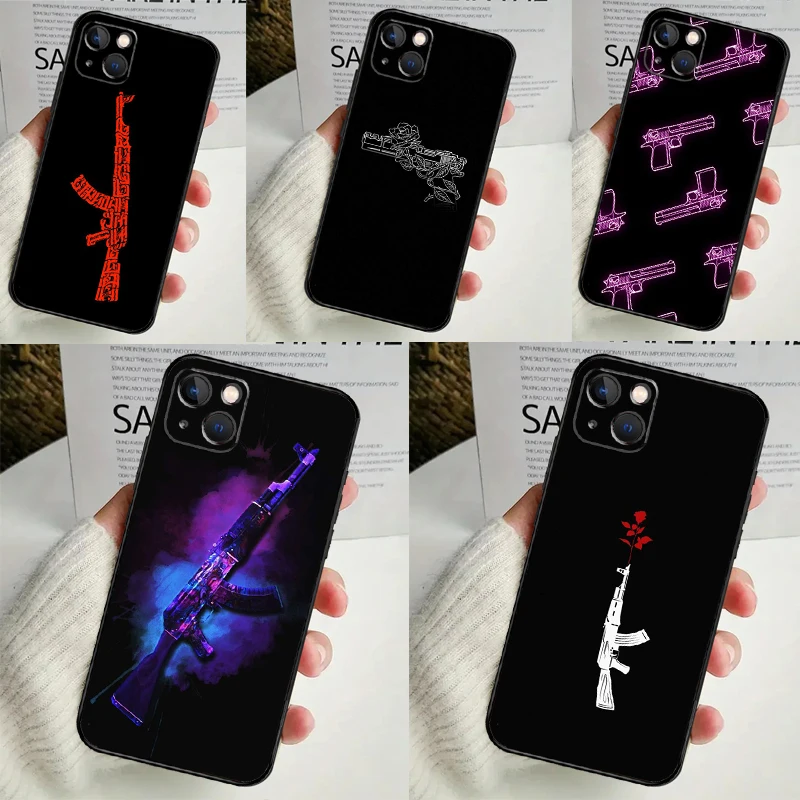 AK 47 Gun Phone Case For iPhone 16 15 14 12 11 13 Pro Max 7 8 Plus X XR XS Max 13 12 Mini Cover