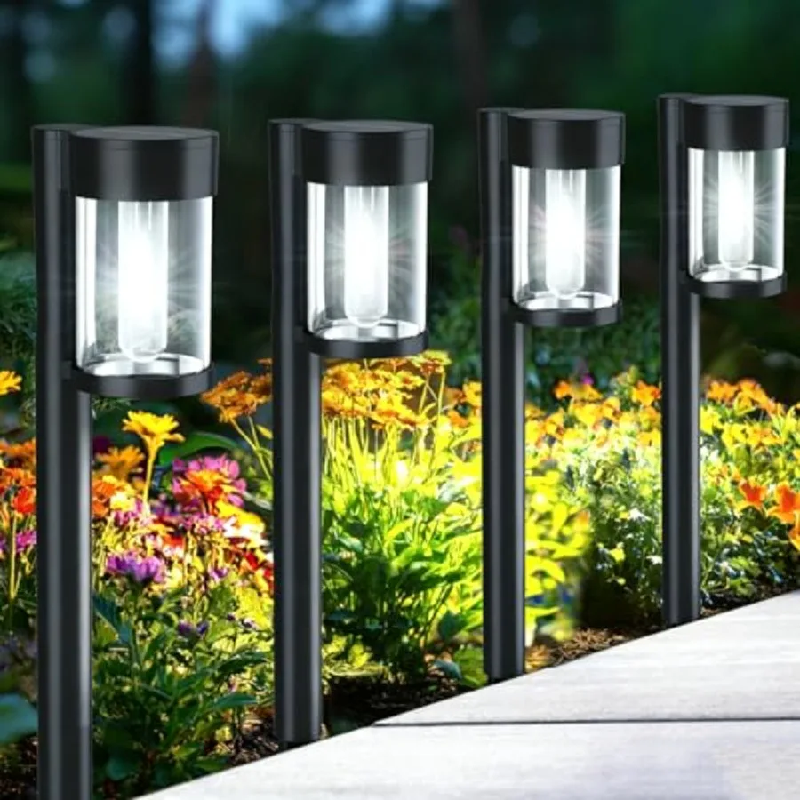 

Solar Pathway Lights Outdoor 10 Pack Metal and Glass Solar Lights Outdoor Waterproof Landscape Path Lights