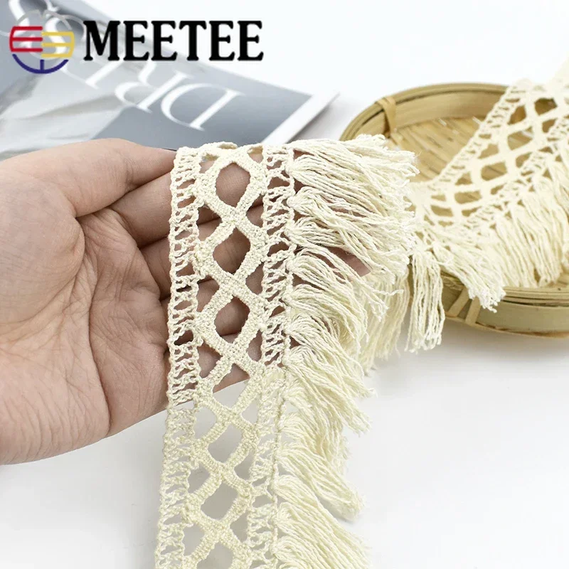 5/10/20Meters Meetee 6.5cm Cotton Tassel Lace Trim Fabric Fringe Ribbon Handmade Hometextile Garment Skirt Sewing Material