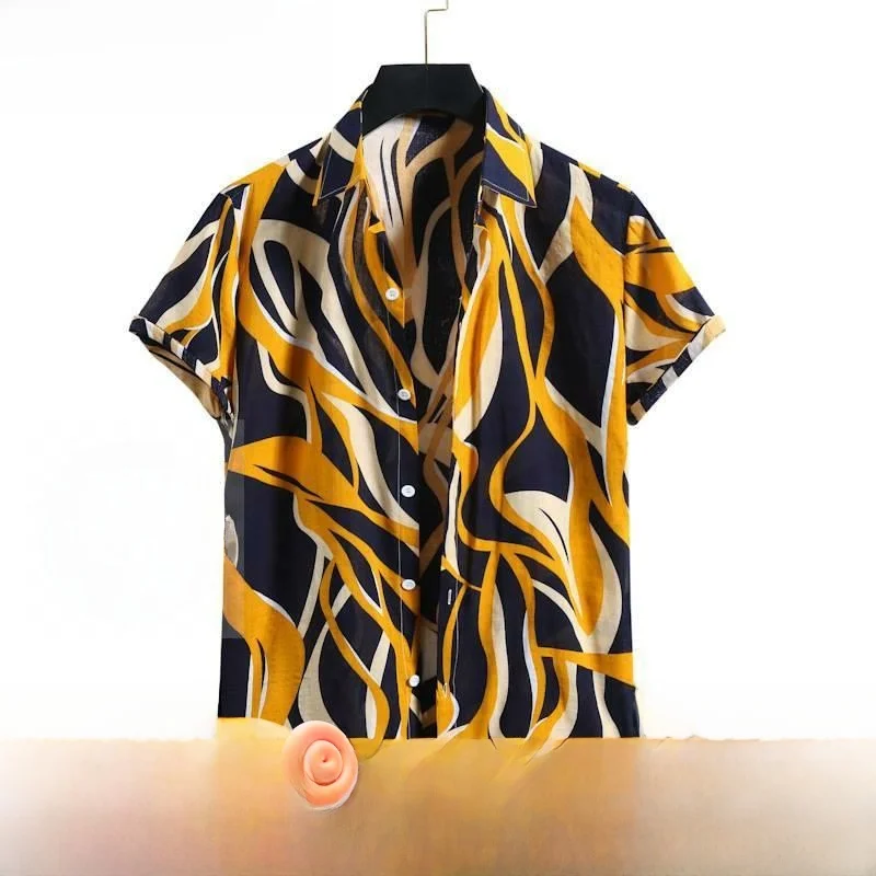 

Новая летняя мужская одежда с цветочным принтом irt ort Sve Hawaiian Sle из полиэфирного волокна 00% отложной воротник, женская одежда премиум-класса