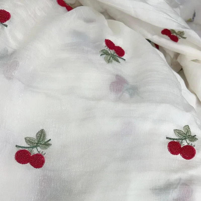 

Chinese Style Embroidered Lace Fabric Cherry Hanfu Children's Clothing Shirt Dress Handmade Sewing Fabric