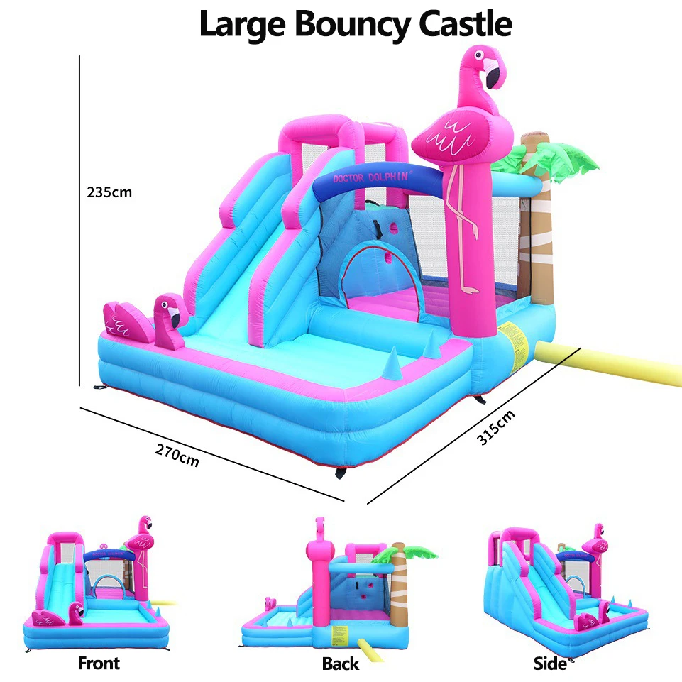 

New Flamingo-themed Inflatable Bouncer with Oxford Fabric Slide for Home Use Child's Amusement Park Birthday Gifts