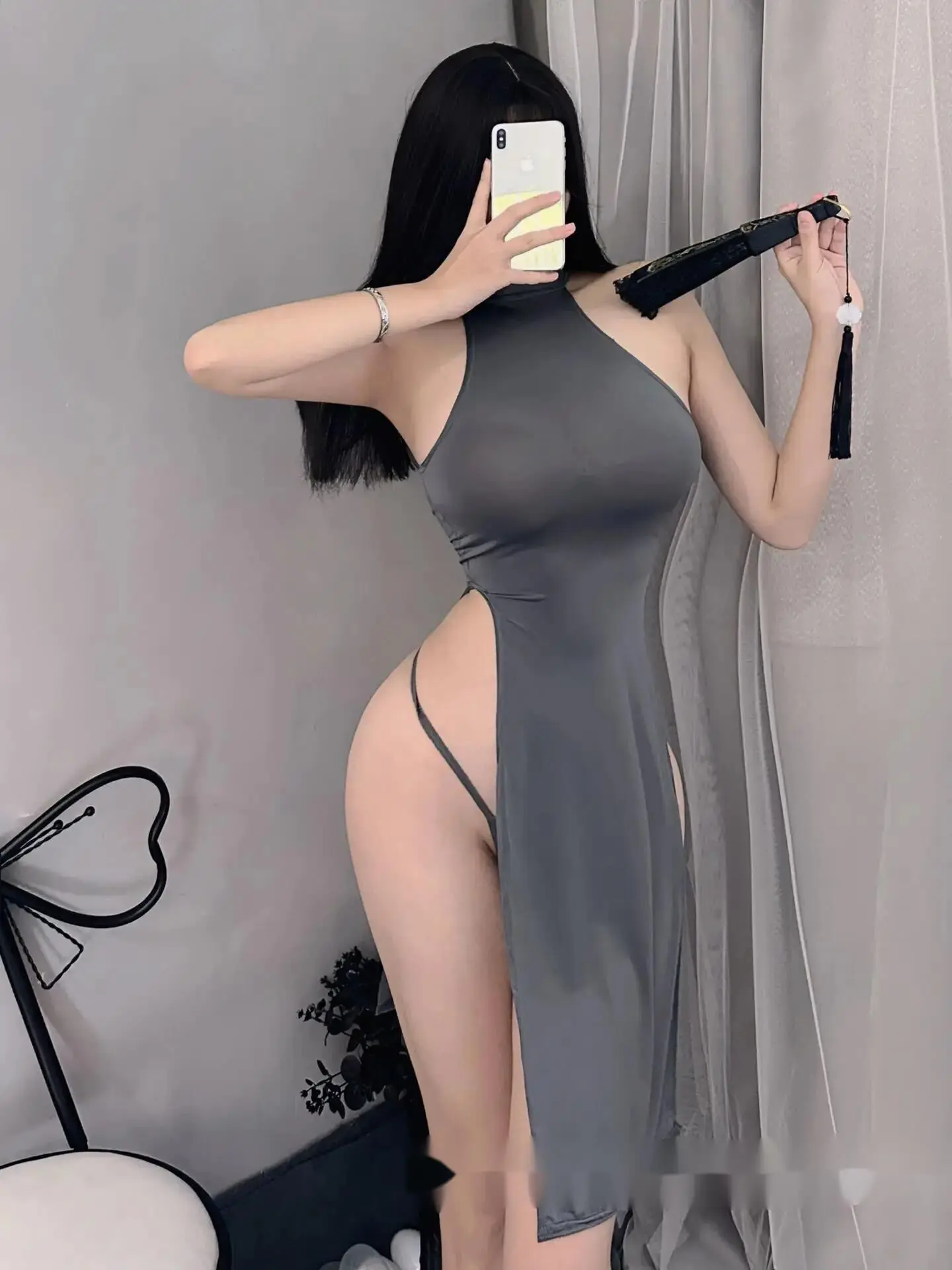 Sexy frauen Nachtclub Stil Strap Backless Hüfte Hohe Gabel Lange Kleid Einfarbig Perspektive Sommer Weiche Mädchen Trendy Kleidung EY1