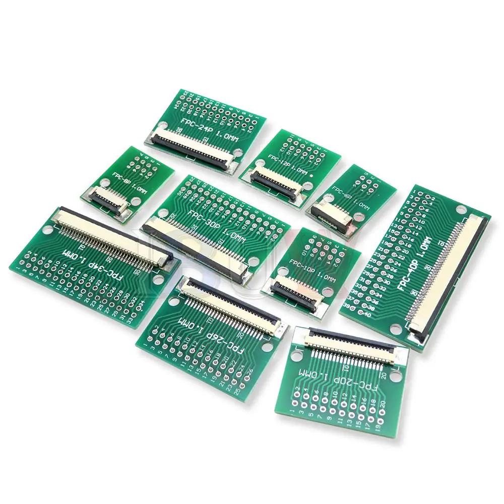 FPC FFC 0.5MM 1.0MM Pitch Conversion board DIY PCB board 6P~60P 6 8 10 20 24 26 30 34 40 50 60 P connector For Cable transfer