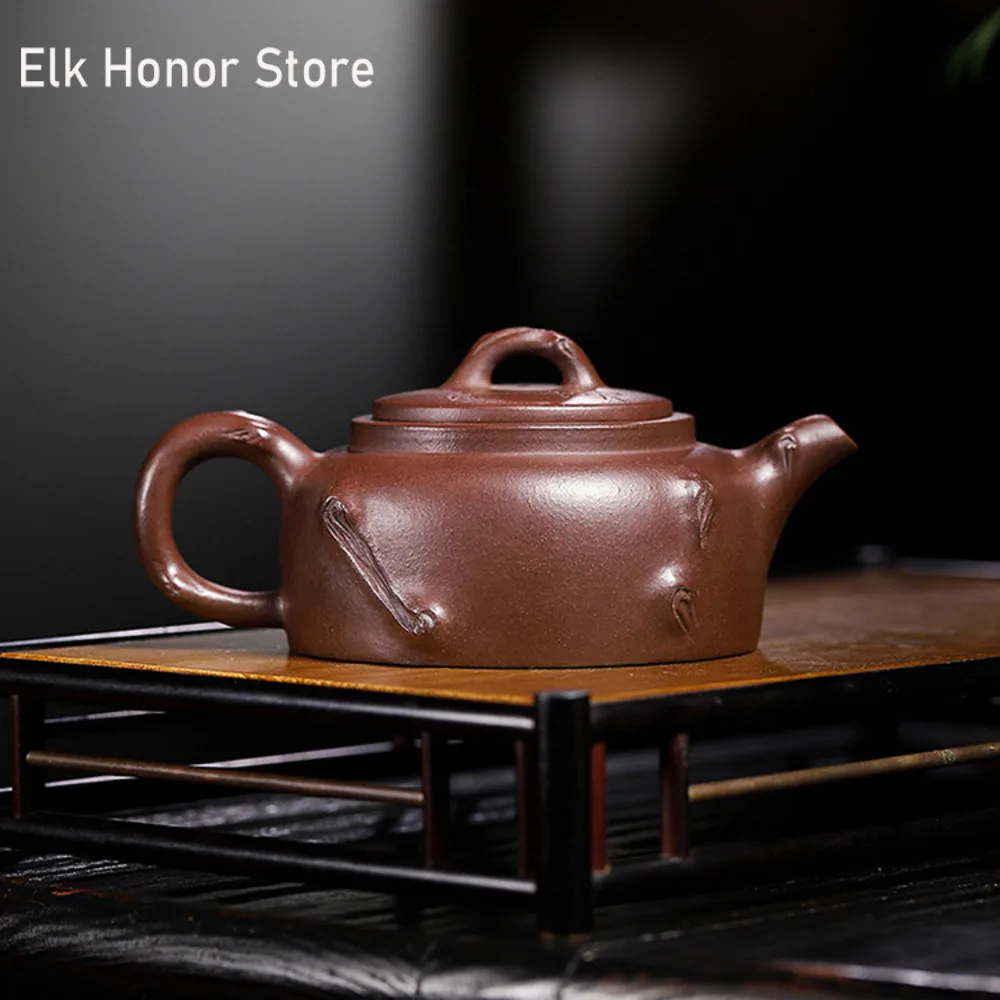 330ml Chinese Yixing High-end Purple Clay Teapots Master Handmade Stump Half Moon Tea Pot Beauty Kettle Raw Ore Zisha Tea Set