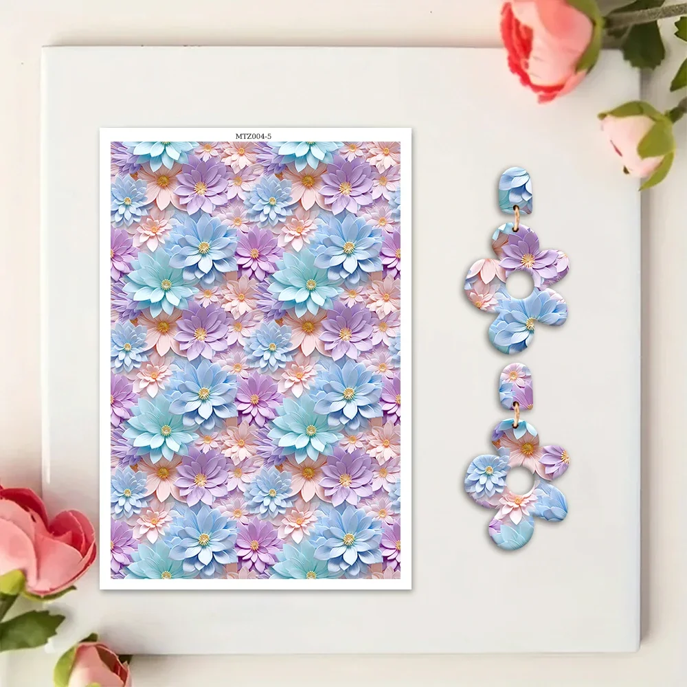 6 قطعة/المجموعة بوليمر كلاي الألوان المائية نقل ورقة النقش الطباعة النمذجة ورق زينة السيراميك الحرفية أدوات صنع الفخار