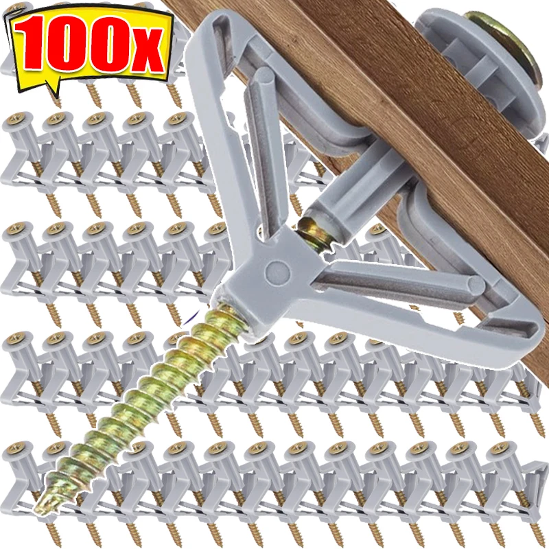 

Plasterboard Expansion Screws Tube Plastic Toggle Anchor Wall Plugs Hollow Drywall Anchor Bolt Fastener Kit Hardware Fixing Tool