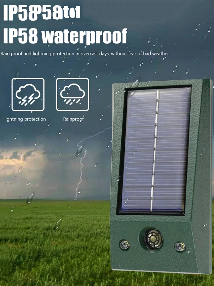 Solar Ultrasonic Garden Repellers Multifunctional Ultrasonic Bird Scarers IP66 Waterproof for Deterrent Rat Dog Fox Pest
