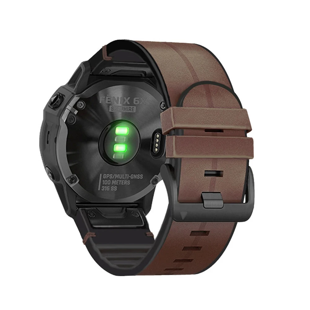 Ремешок для часов QuickFit 22 26 мм, силиконовый кожаный браслет для Garmin Fenix 6 6X Pro 7 7X 5 5X Plus Epix Gen 2