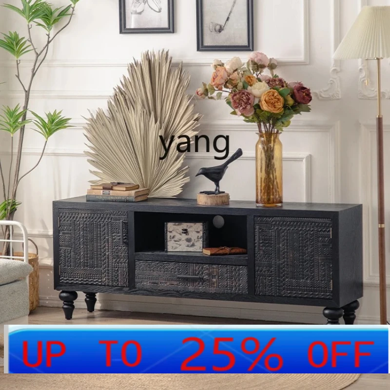 LTT Retro Distressed TV Cabinet Small Apartment Living Room Wall Relief Floor Curio Cabinet Homestay Hotel