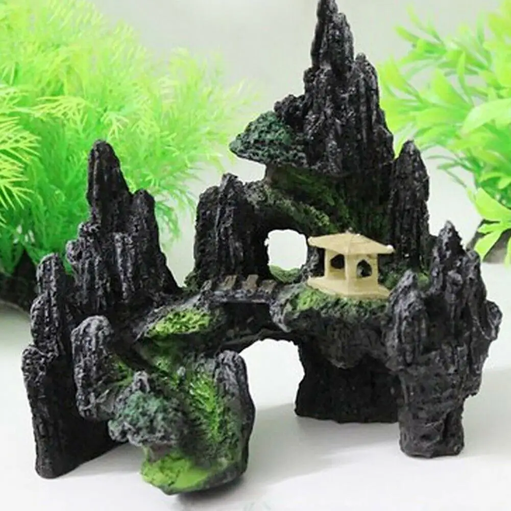 

Fish Tank Rockery Safe Decorative Resin Tree Bridge Mountain Rock For Home Castle Shape Ornaments Landscaping Aquarium Craft