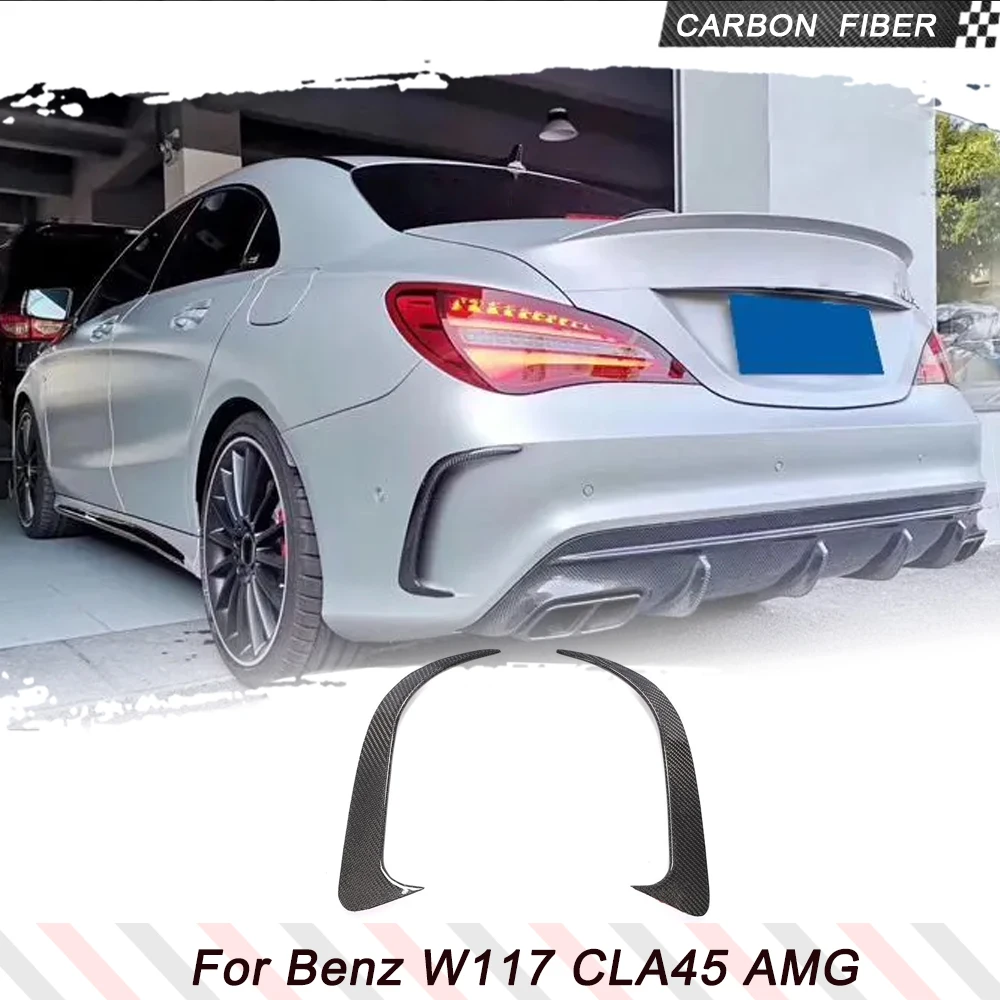 Carbon Fiber Car Rear Bumper Canards Splitter Spoilers for Mercedes-Benz W117 C117 CLA250 260 CLA45 AMG 2014-2019