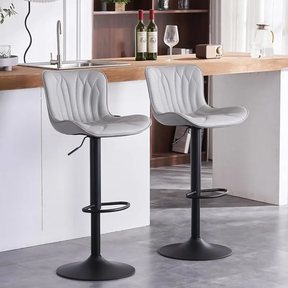 

Bar Stools Set of 2, Faux Leather Counter Height Barstools with Back, Swivel Adjustable Upholstered, Kitchen Island, Bar Chair