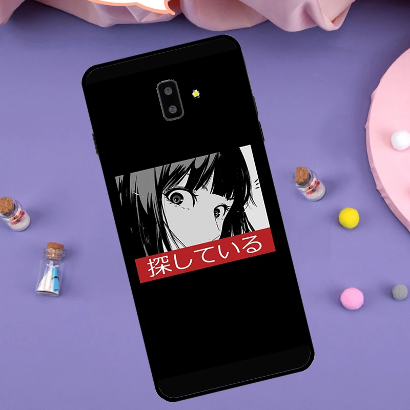 حزين اليابانية أنيمي الجمالية غطاء لسامسونج غالاكسي J4 J6 2018 A7 A9 A6 A8 زائد J8 J3 J5 J7 2017 J1 A5 A3 2016 حالة #2
