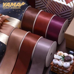 YAMA-Single Face Satin Ribbon, 100% Dark Brown Ribbons, Hand Made Rose Flowers, DIY Party, 50mm, 57mm, 63mm, 75mm, 89mm, 100Yard