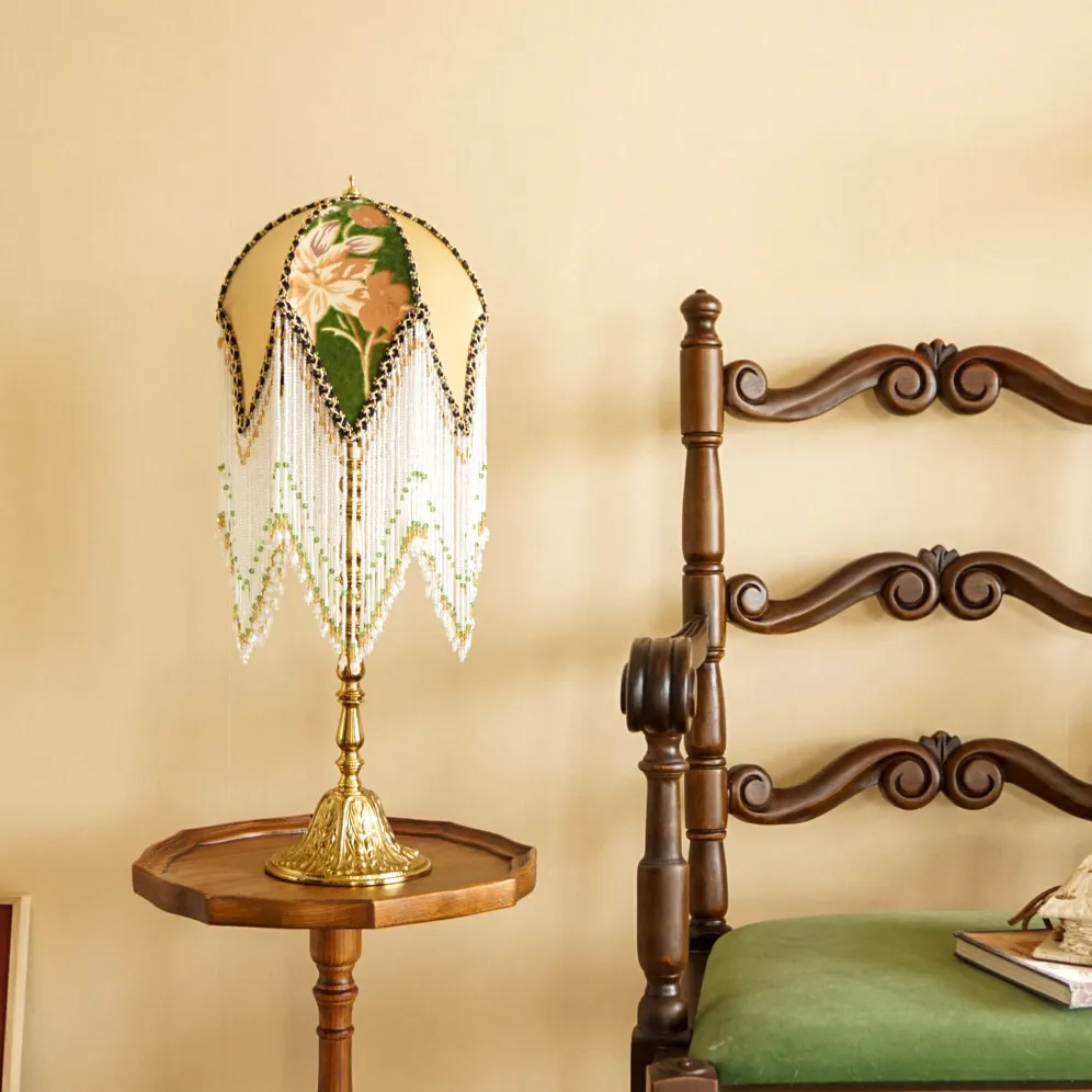 New Chinese designer handmade national style retro vintage bedroom living room atmosphere fabric desk lamp
