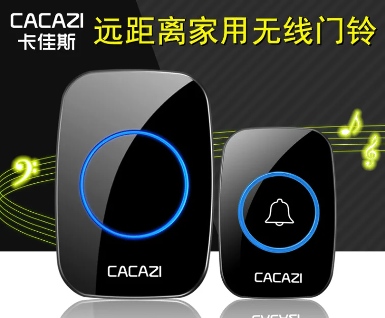 CACAZI A10 Power Plug Powered Wireless Waterproof Doorbell 300M Remote Remote Control Home Wireless Smart Doorbell EU/US/AU Plug