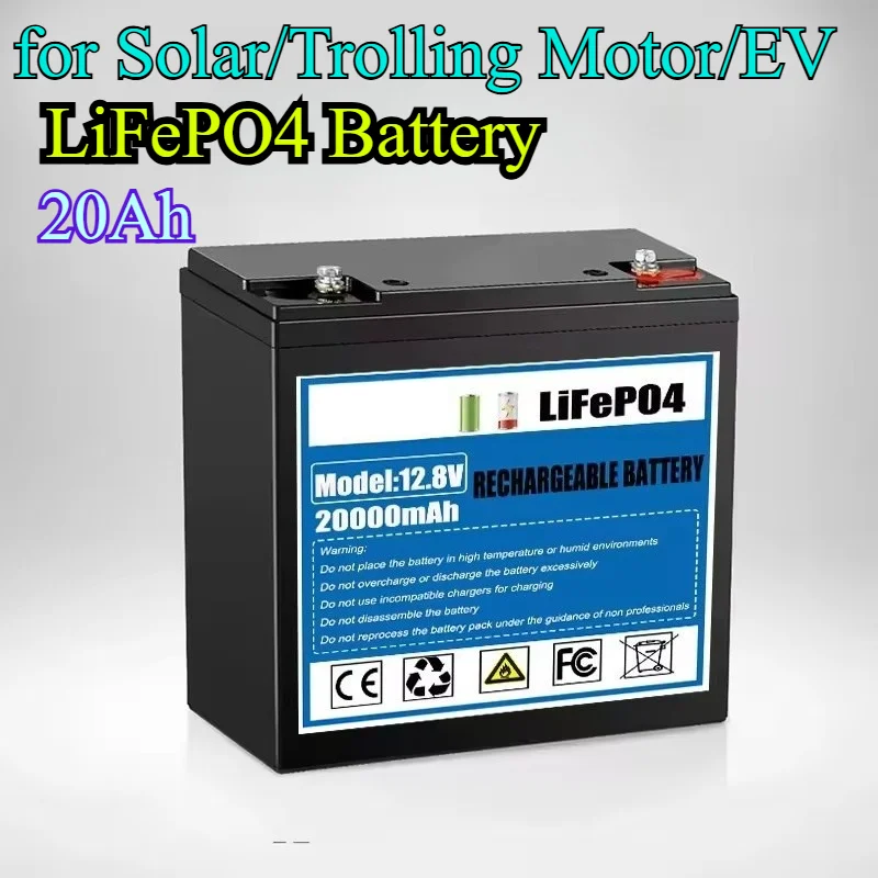 

20 Ач 12 В 12,8 В LiFePO4 аккумулятор с защитой BMS литий-железо-фосфатный аккумулятор для солнечных батарей/троллинг-двигателей/EV