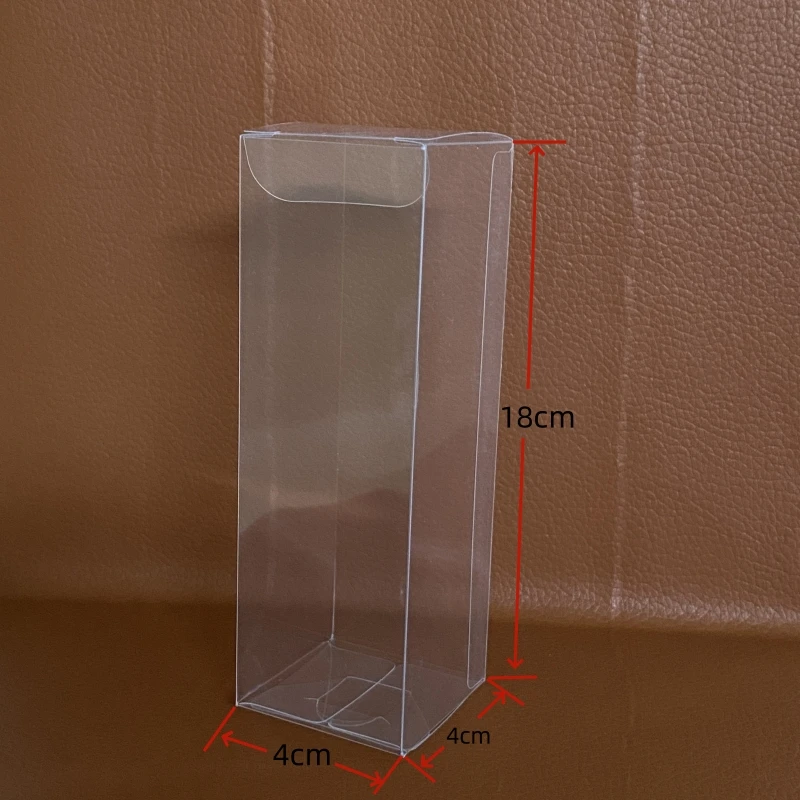 

50pcs 4X4X18cm（1.57X1.57X7.09inch) Clear Plastic PET Foldable Square Display Boxes PVC Gift Doll Packaging Transparent