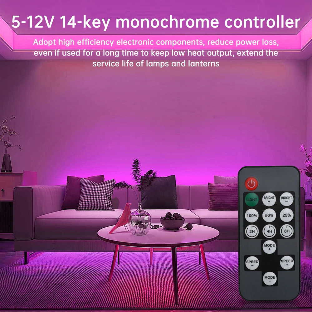 Controlador de Color de 21 teclas, 5-24V, luz de desplazamiento de flujo a todo color RGB, 5-12V, controlador de tira LED monocromático de 14 teclas, control de atenuación
