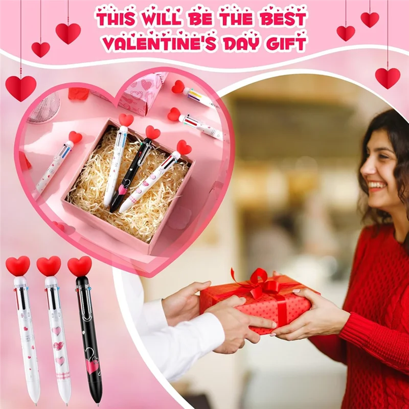 Reliable-Valentine's Day Heart Shape Pens Bulk, Retractable Ballpoint Pens For Valentine's Day Adults Women Nurse Wedding,Valent