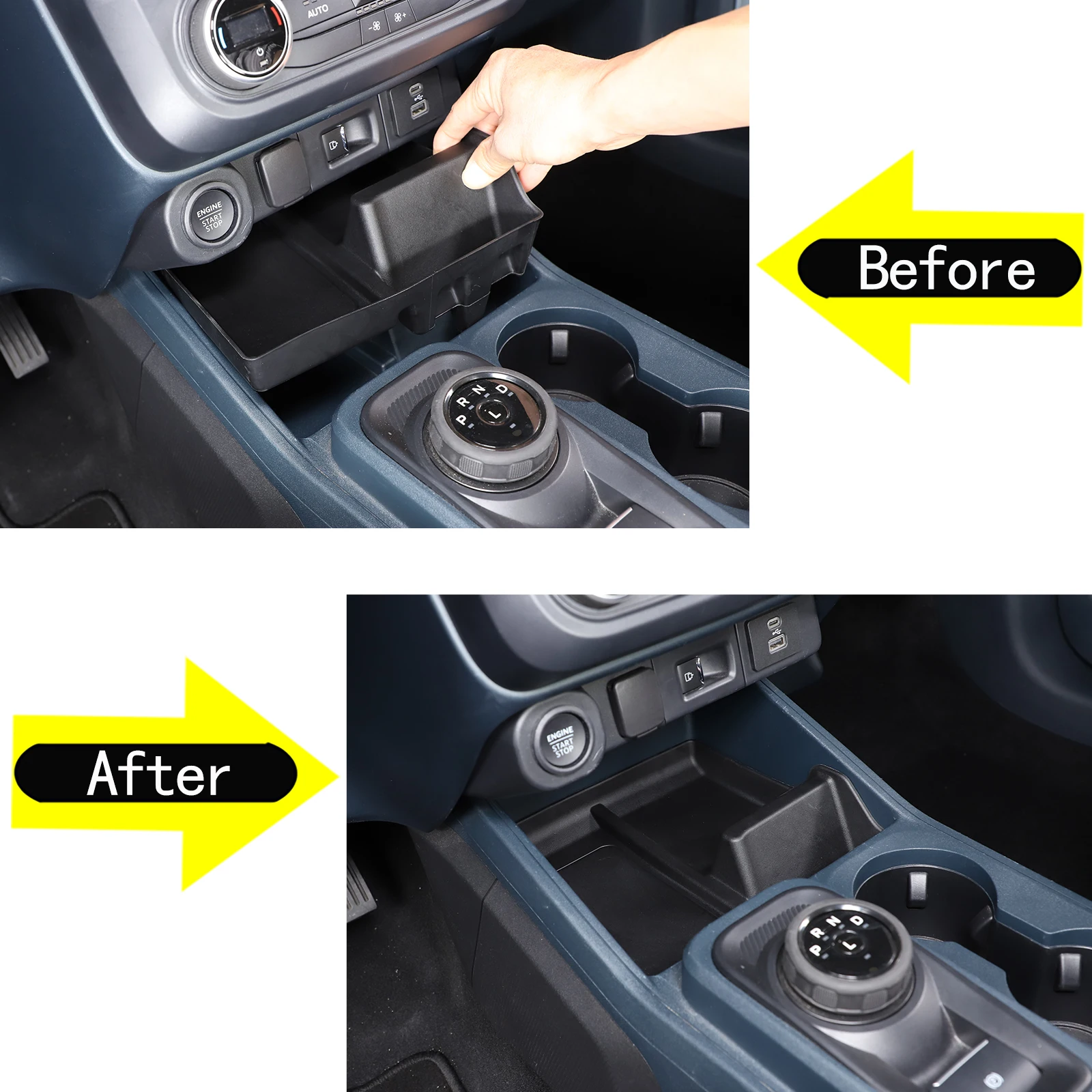 TPE Black Car Central Control Groove Shock Pad Storage Insert Tray For Ford Maverick 2022 2023 Car Organizer Tray Accessories