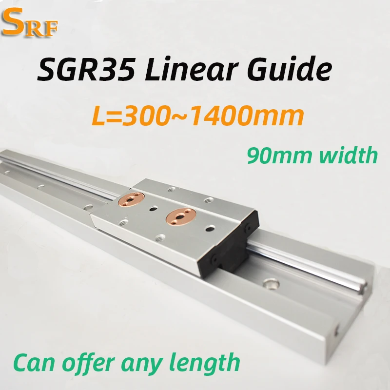 Riel lineal de doble eje integrado de 90 mm SGR35, deslizador de rodillos de 300~1400 mm SGB35, bloque deslizante con ruedas, riel rectangular, deslizador para carpintería