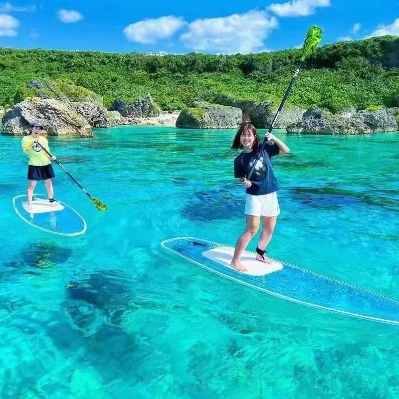 Transparent square paddle board surfboard, transparent paddle board