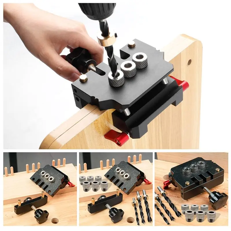 A7THK-Woodworking Jig Self Centering Patchwork Doweling Tool, Drill Guide Locator, Wood Dowel Punch Placement System Joint