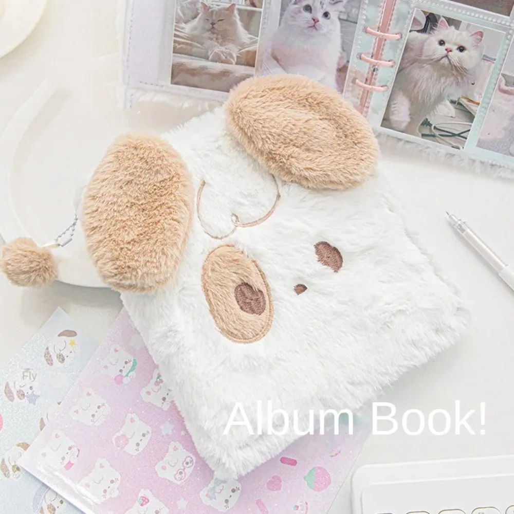 Removable Plush Binder Photocard Holder Color Page Photo Albums Plush Puppy Loopbook Puppy Booklet Puppy Cat Photocard Holder