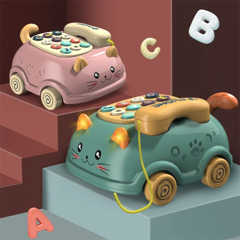 Interactive Learning Phone for Toddlers - 3-in-1 Musical Toy with Lights & Cat Story, Early Education Montessori