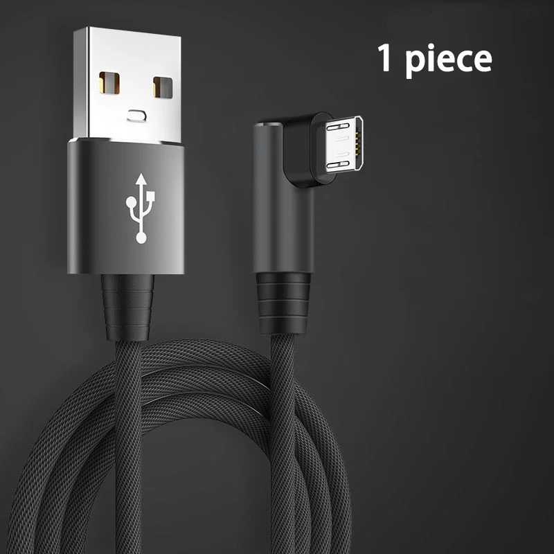 3A Fast Charging USB Micro Cable 90 Degree Elbow Data Cable for Samsung Xiaomi OPPO VIVO Mobile Phone Charger Usb Cable