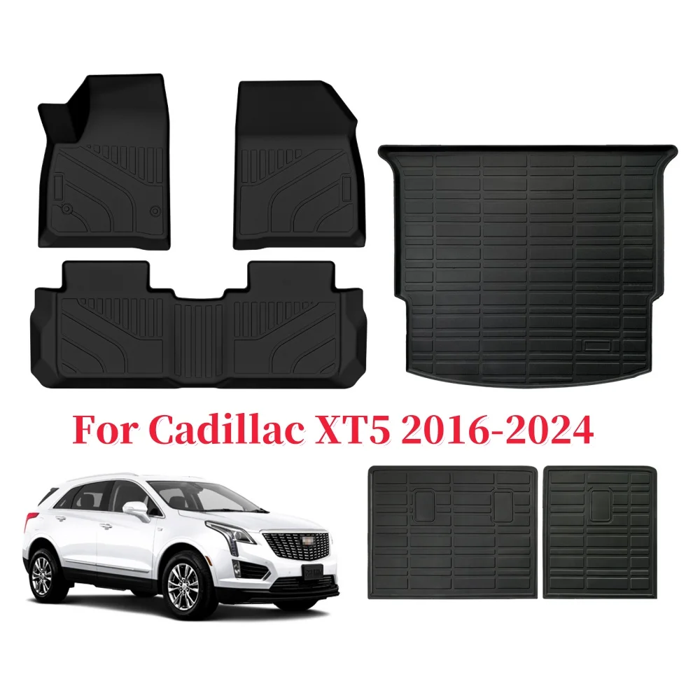 

Floor Mats& Cargo Mat fit for Cadillac XT5 2017-2024: Custom Fit All Weather TPE Heavy Duty Car Floor Liners XT5 Accessories