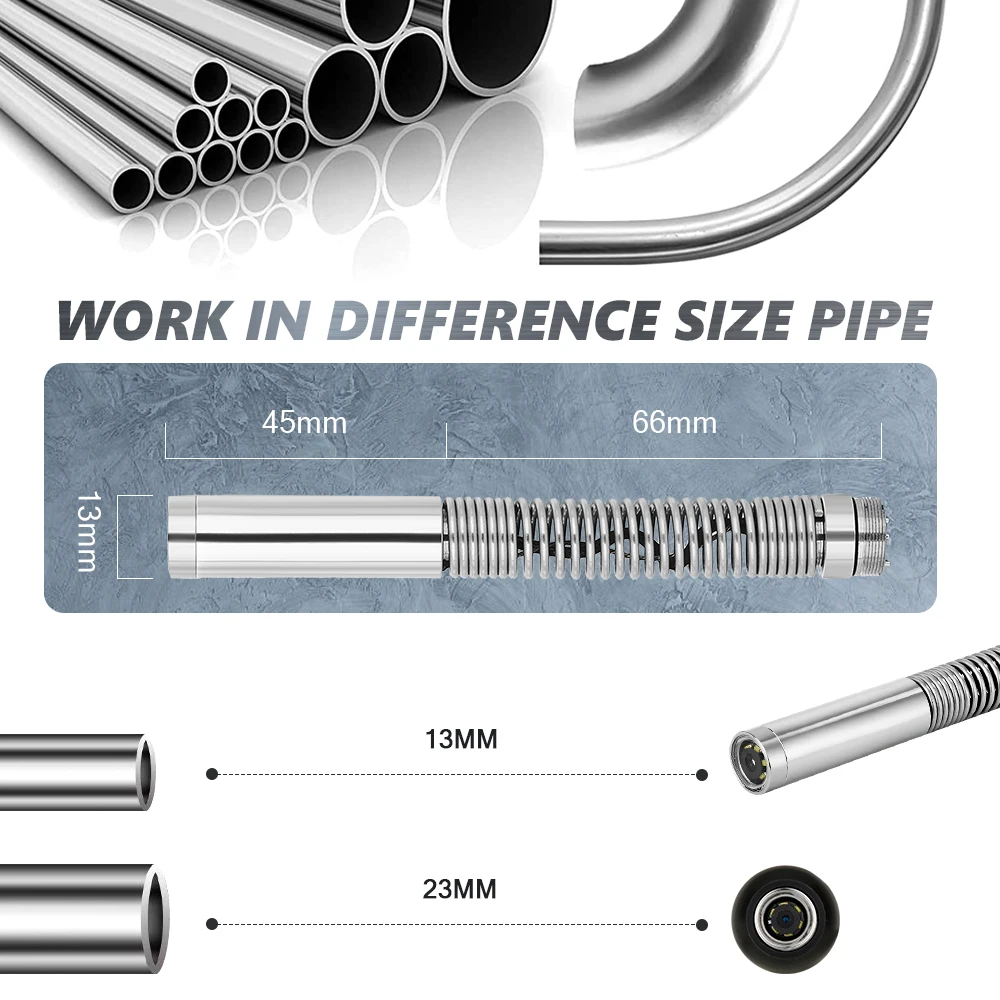 10 متر كابل 13 مللي متر كاميرا فحص الأنابيب مع وظيفة DVR استنزاف المجاري نظام المنظار الصناعي 9 "رصد
