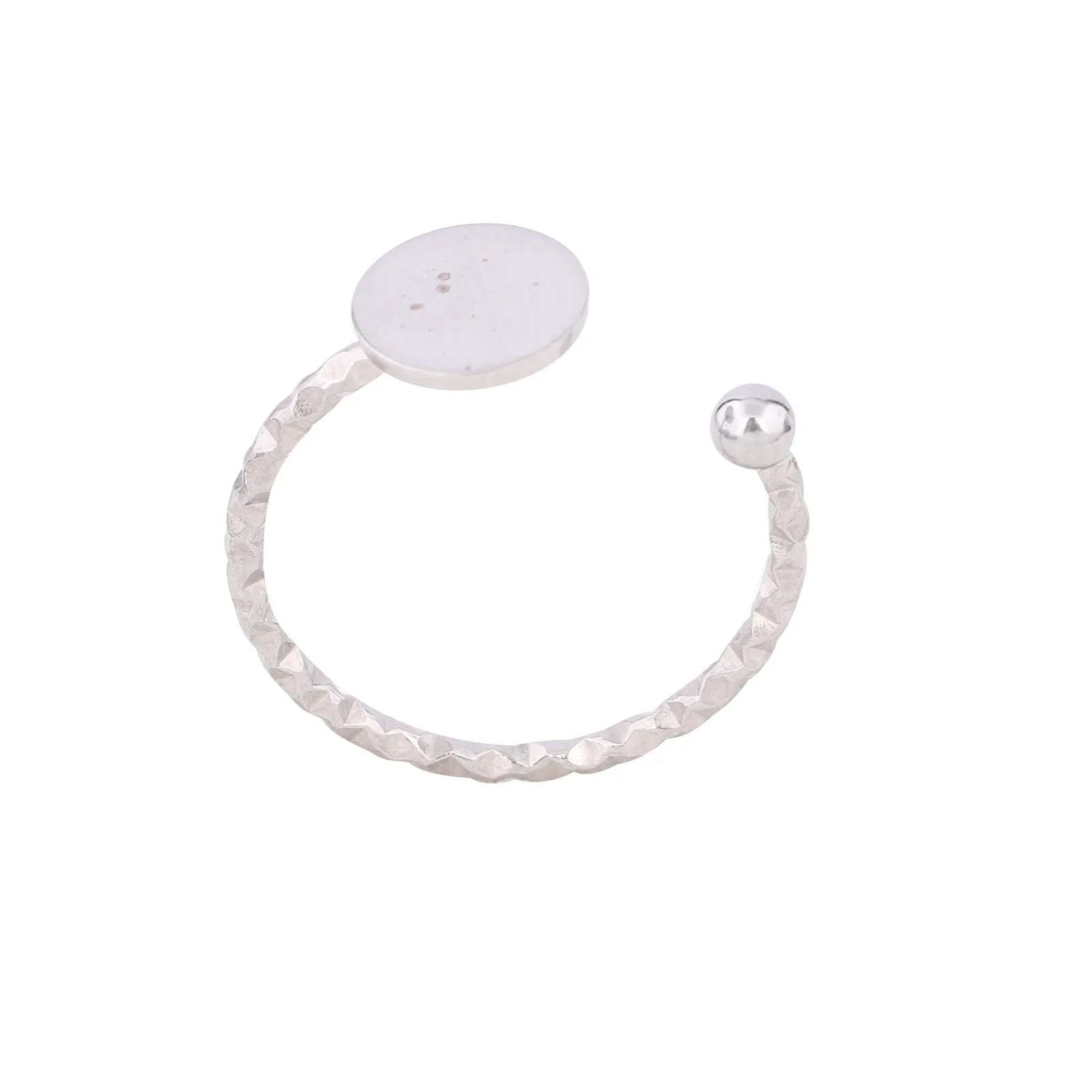 10pcs Stainless Steel 8mm Disc Pad Ring Base Blanks Diy Cabochon Fingerring Bezel Settings For Jewelry Making