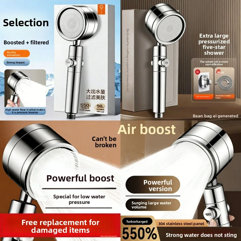 

Душевая лейка высокого давления с системой фильтрации воды для ремонта ванной комнаты, универсальный душевой комплект с функцией тропического дождя, ручной и стационарный душ