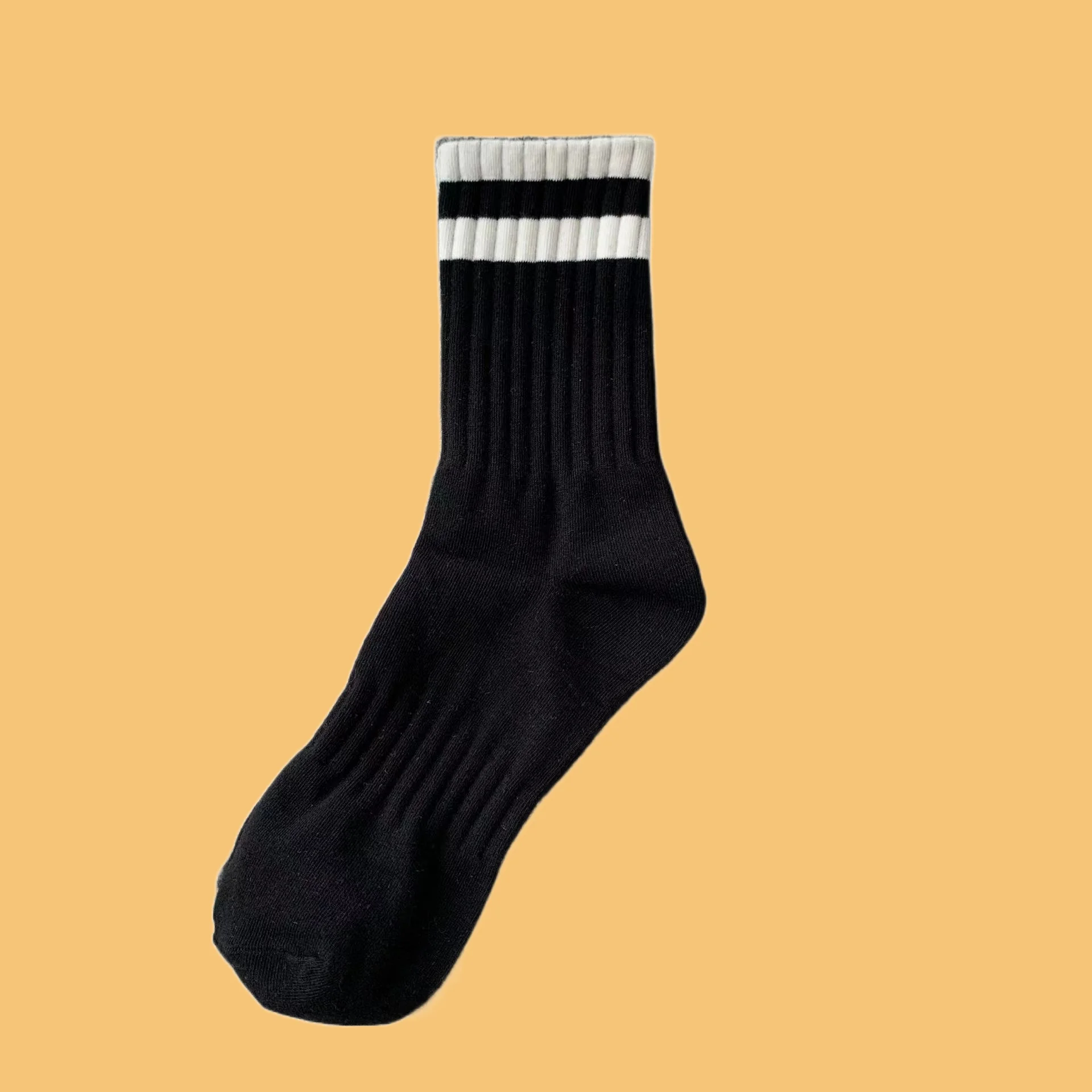 5/10 Pairs Stripe Med Tube Sock Trendy Deodorization Versatile Men's High Quality Socks Men's Thick Men Sports Solid Color Socks