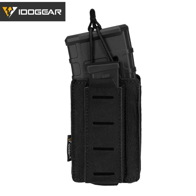 IDOGEAR Tactical LSR 9mm 556 Mag Pouch Double Mag Carrier Single MOLLE Pouch Laser Cut open top 3569