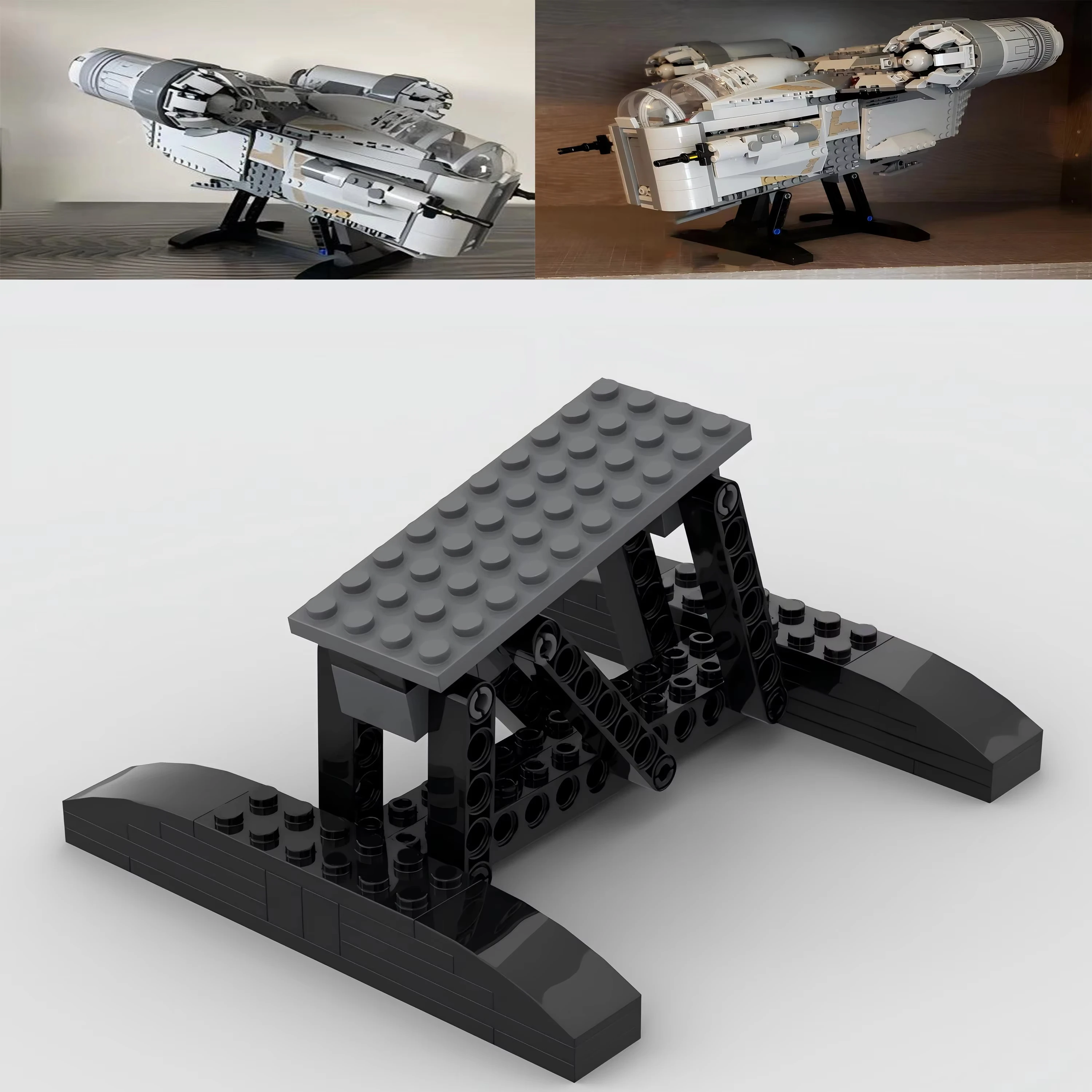 New 43PCS Star Movie Razor Crest Space Fighter Display Stand Model DIY Stand Set Children's Toy Gift Building Blocks MOC-75292