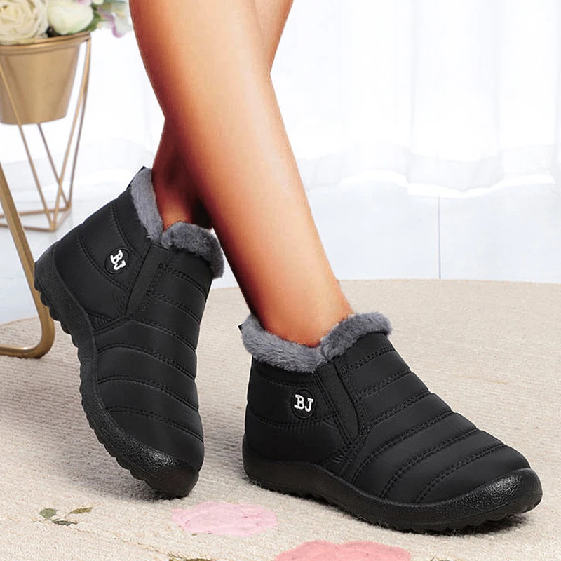 Snow Women Boots Soft Shoes Chunky Plus Size Boots Ladies Fur Ankle Boots New Couple Shoes Platform Women\'s Winter Botas Mujer