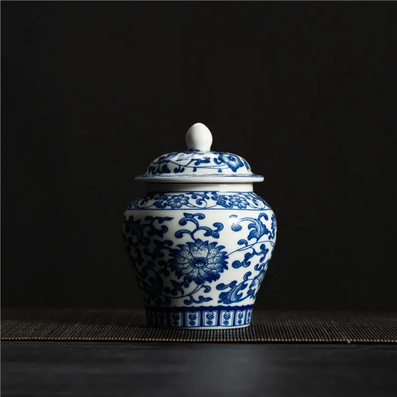 Chinese-style Ceramic Tea Cans Porcelain Sealed Beans Storage Accessories Food Containers