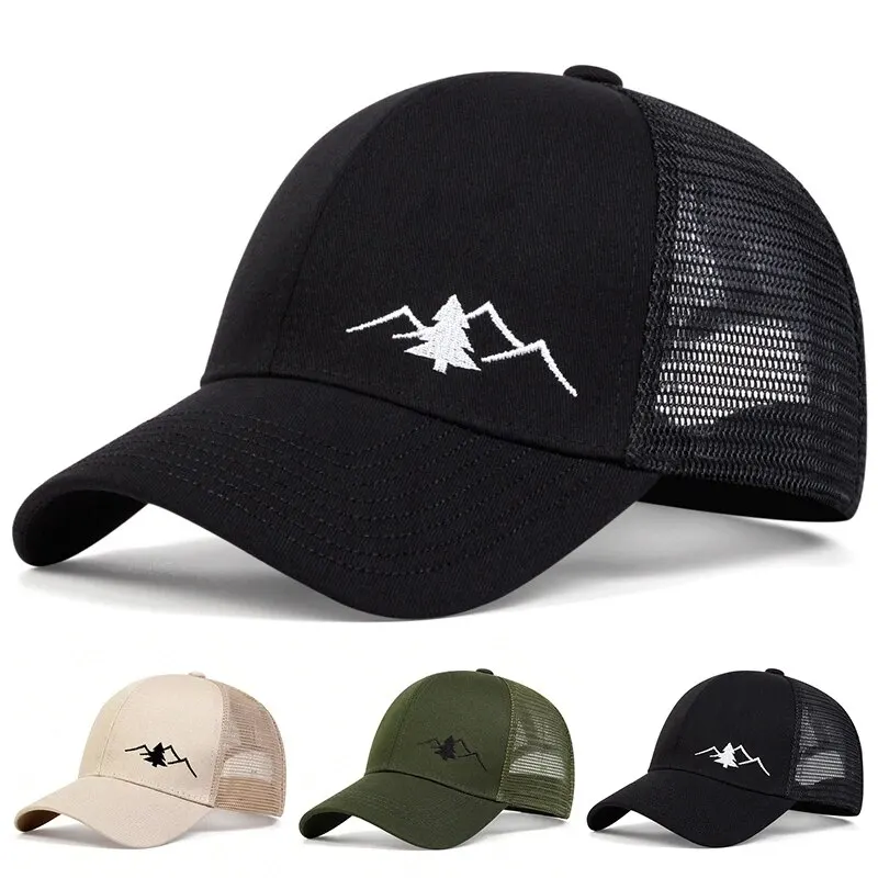 Unisex Mountain Embroidery Breathable Baseball Net Caps Spring and Autumn Outdoor Adjustable Casual Hats Sunscreen Hat