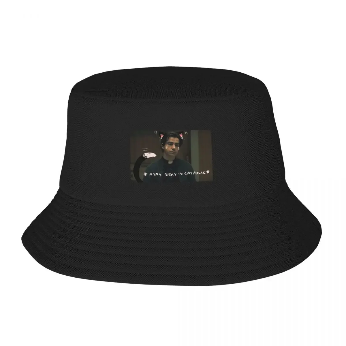 Sad catholic catboy Bucket Hat Beach Bag Ball Cap Cosplay Sun Hats For Women Men's