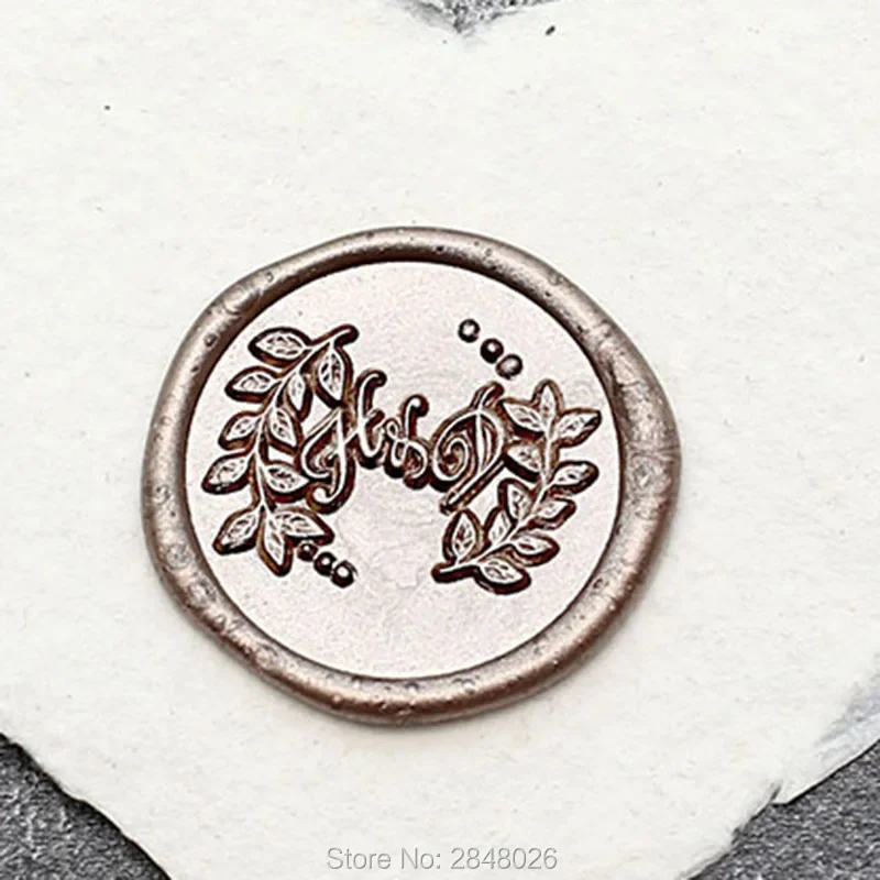 Custom initials Wax Seal Stamp,Wreath  Seal Stamp Kit,wedding invitation seals,wedding gift,personalised wood wax stamp