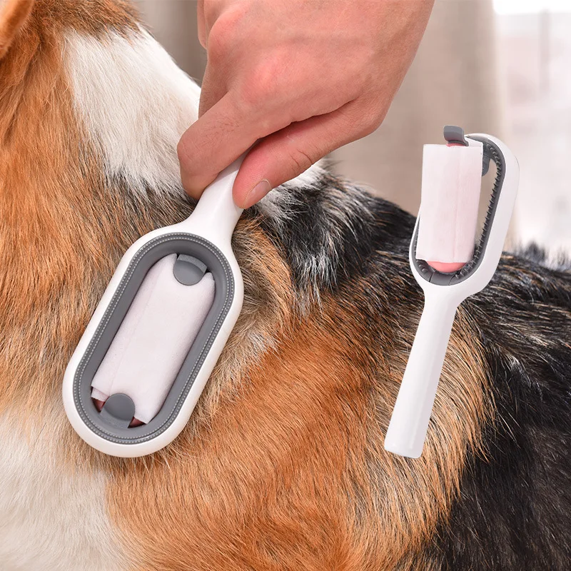 Cepillos de depilación de doble cara para gatos y perros, peine de aseo para mascotas con toallitas, cepillo para gatitos, accesorios para gatos,