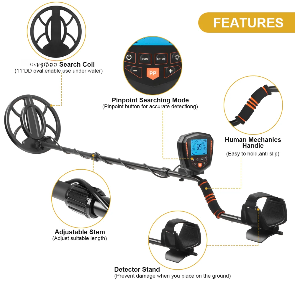X11 Metal Detector Treasure Hunter Detecting PinPointer Gold Detector Underground Depth Scanner High Precision 10Inch Search