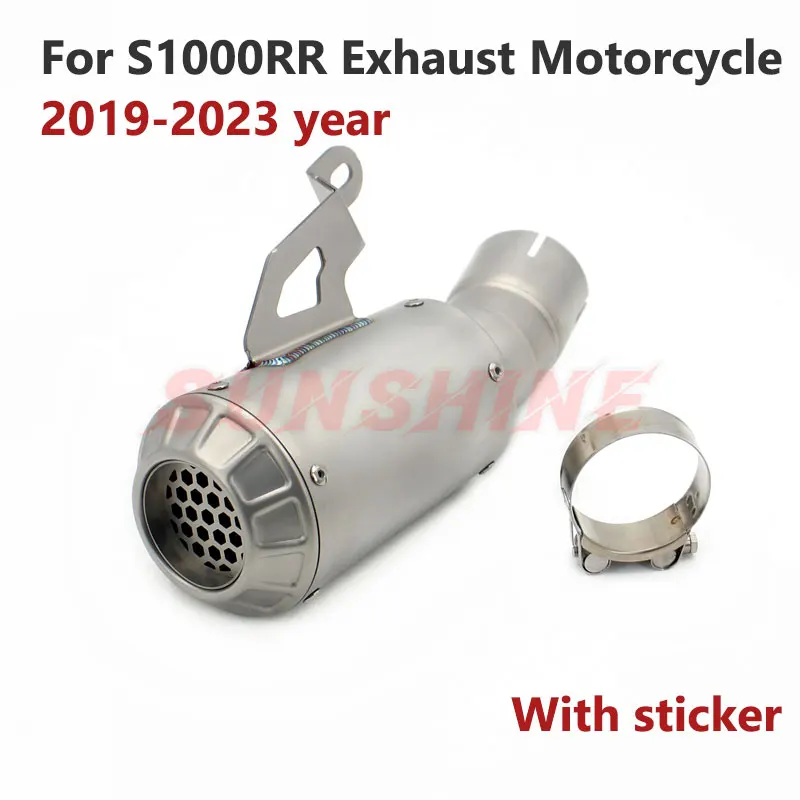 Motorcross Exhaust Motorcycle Muffler Escape Moto Tip Racing Pitbike Pipe 61mm Steel For S1000RR 2019-2023 S1000R 2021-2023